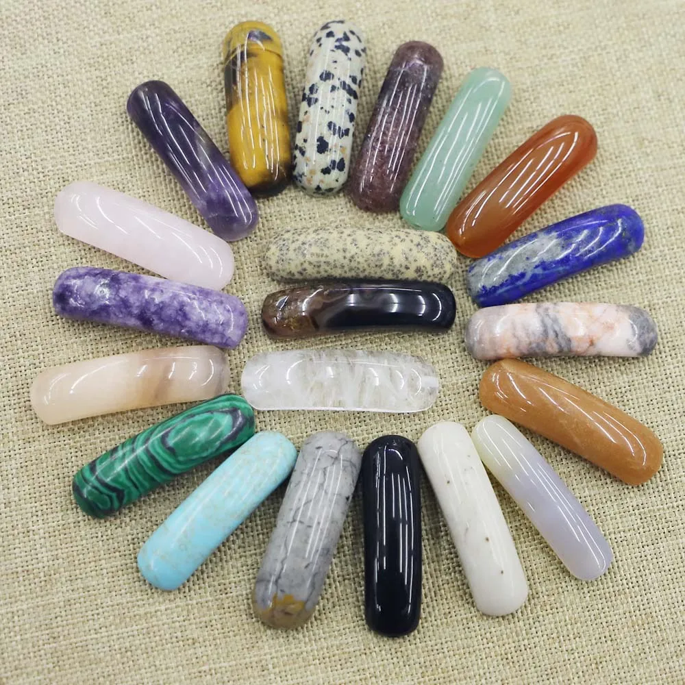 High Quality Natural Semi Treasure Stone Crystal Agate Pendant Reiki Charms Bracelet Necklace Accessories Wholesale Jewelry 8Pcs