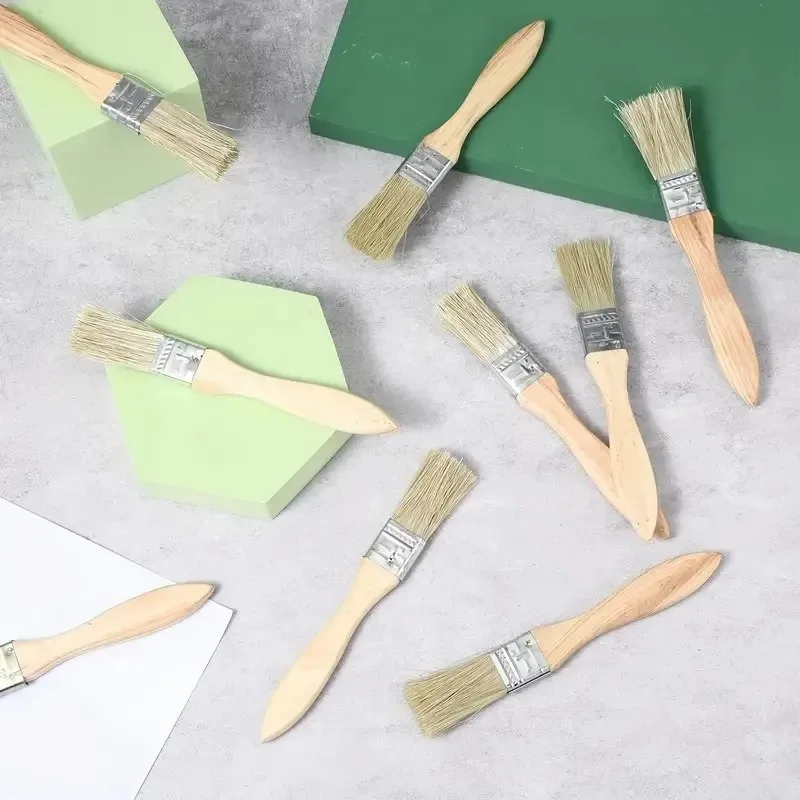 Professional Hog Bristle Brush Set of 10 -Versatile Wooden Handle Tools for Oil Painting,Crafts,Wall Plastering&Glue Application