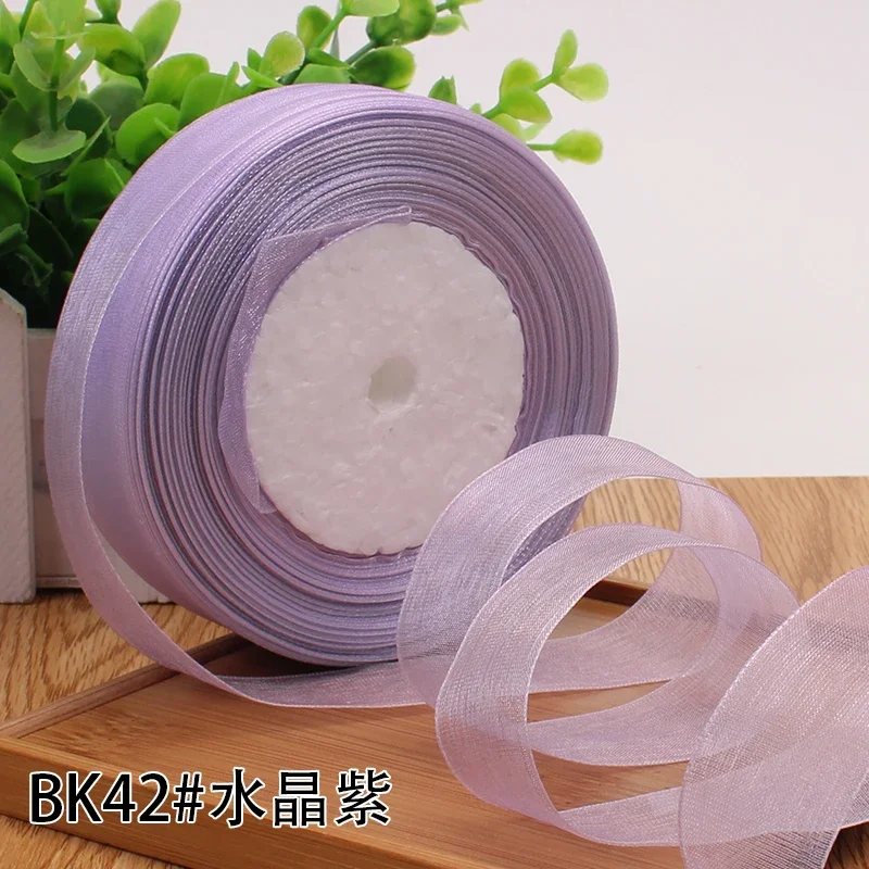 High-Density Organza Satin Ribbon for Crafts and Decoration, 15mm Width, 45 Meters