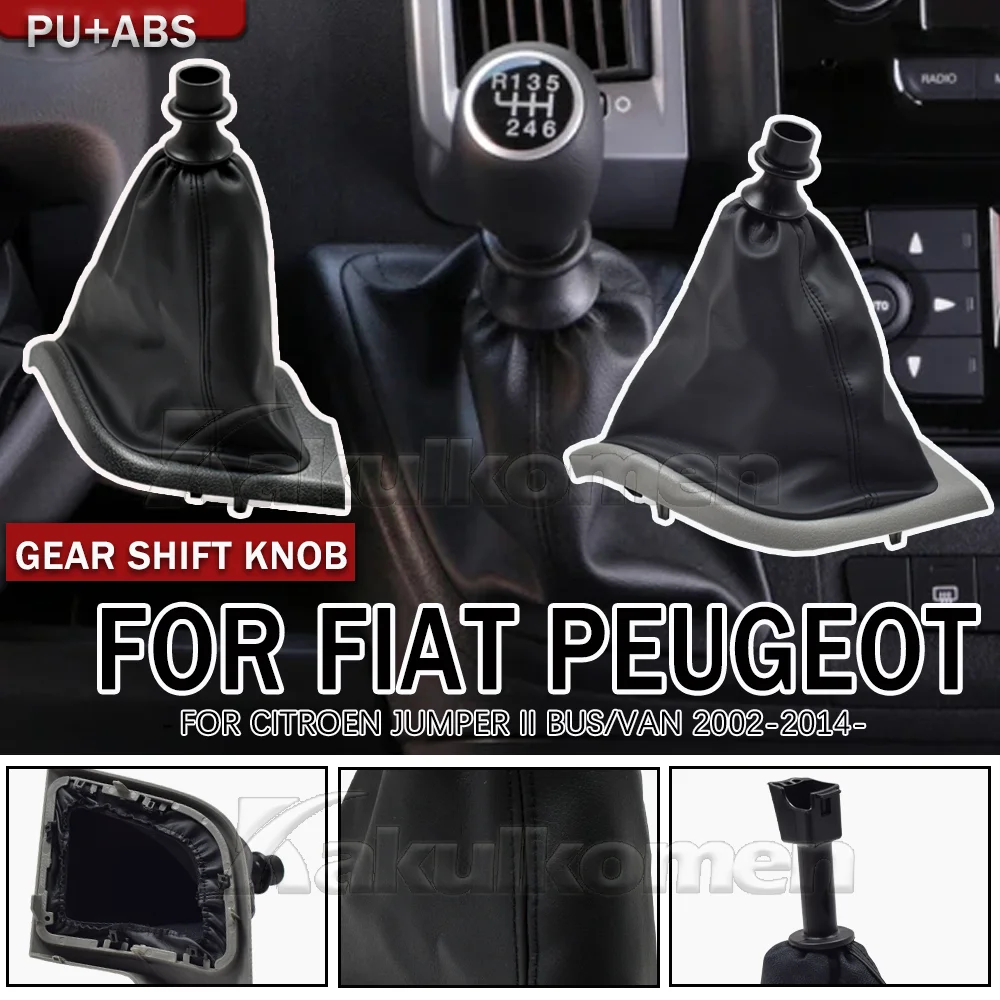 Pomo Palanca Cambios Para Citroën Jumper, Peugeot Boxer, Fiat Ducato - Modelos 2002-2014 - Incluye Funda De Cuero Y Plástico ABS