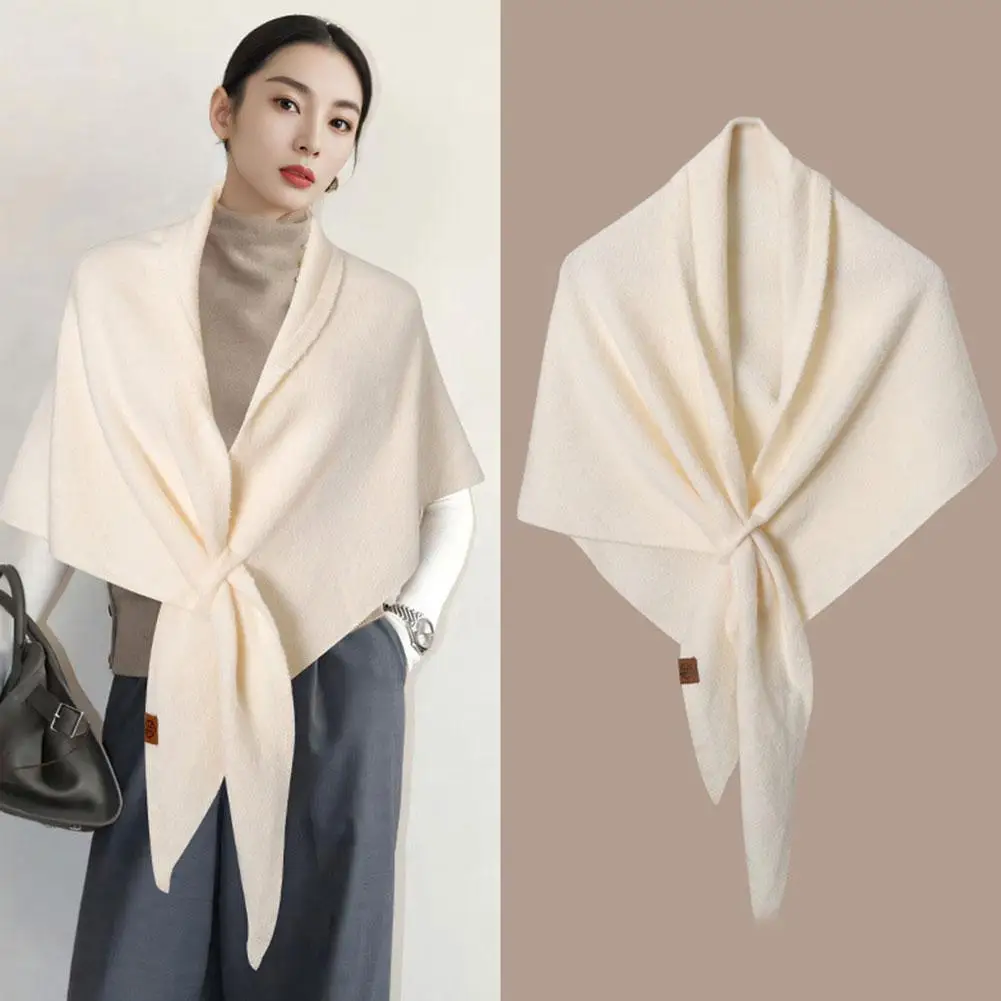 Womens Retro Triangle Shawl Cape Solid Color Scarf