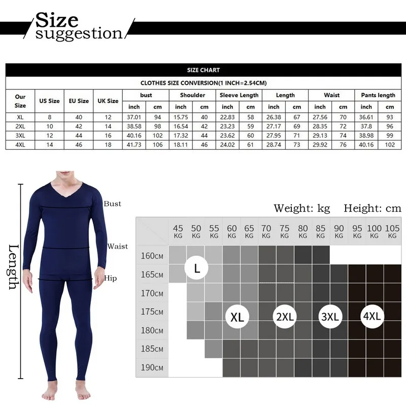 Men's Thermal Set Size Chart