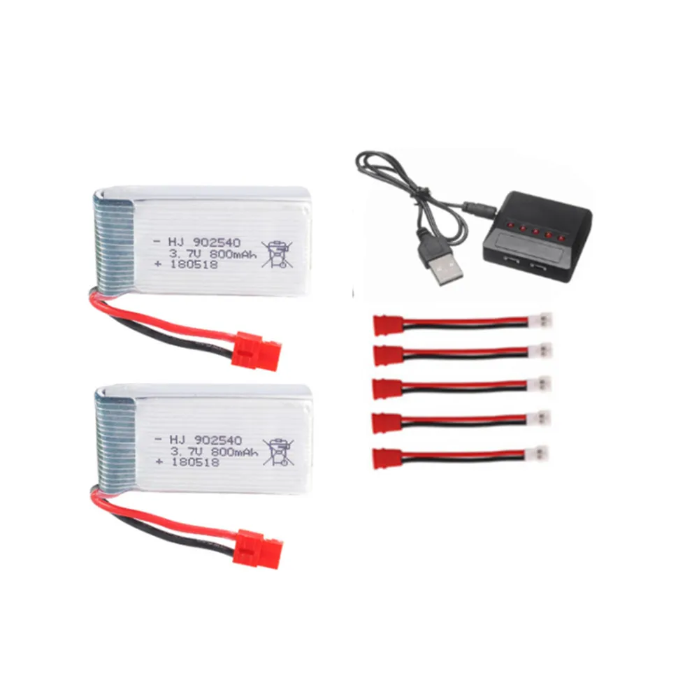 USB-flerladdare med uppladdningsbara batterier - Set med 1 till 5 batterier