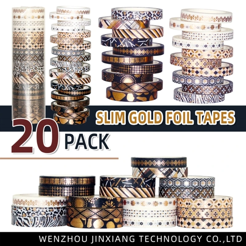 

20Pcs Vintage Bronzing Tape Aesthetic Making Tape Scrapbooking Decorative Tapes for DIY Photo Album Planner Scrapbooking