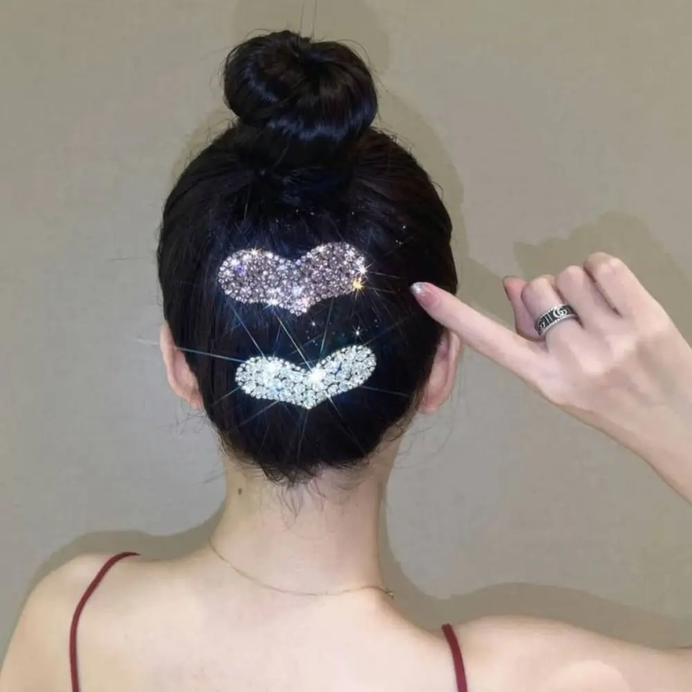 

Bang Clip Girls BB Clip Alloy Shining Rhinestone Hair Clip Women Hair Accessories Korean Style Barrette Love Side Clip