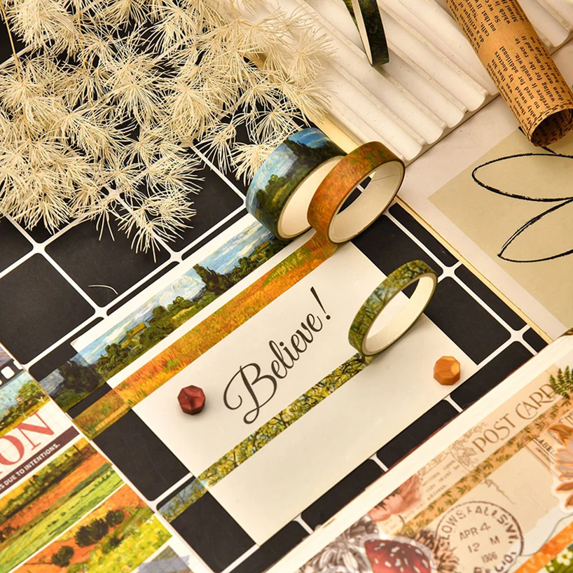 25 Rolls Van Gogh Washi Tapes Journaling Supplies Washi Tape Oil Painting Diary Cinta Adhesiva Decorativa Scrapbooking Washitape 4