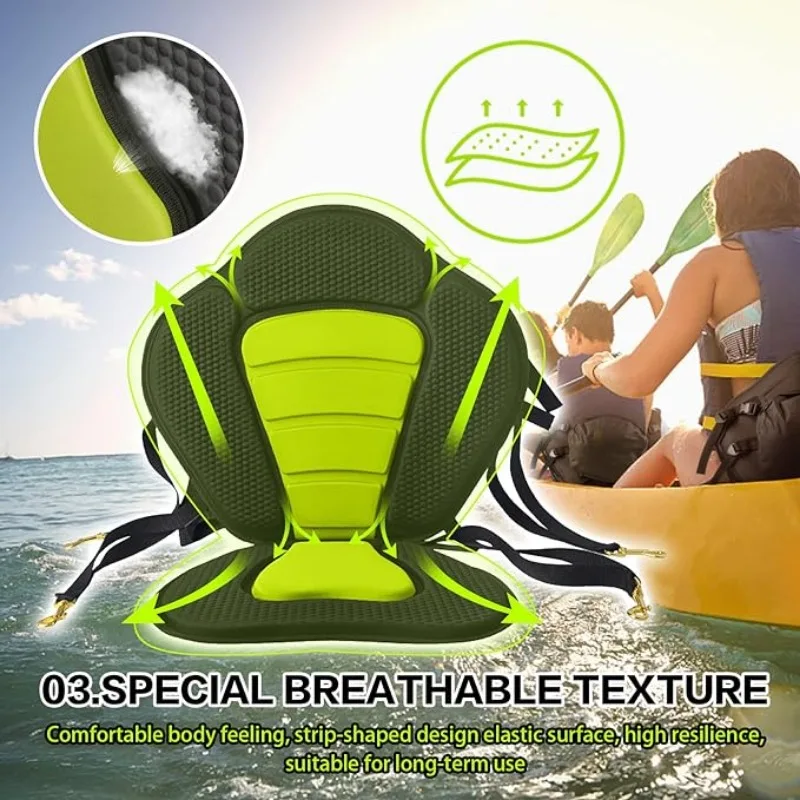 BOSKING Universal Kayak Fishing Seat With Back Support & Detachable Storage Bag - Adjustable Boat Seat
