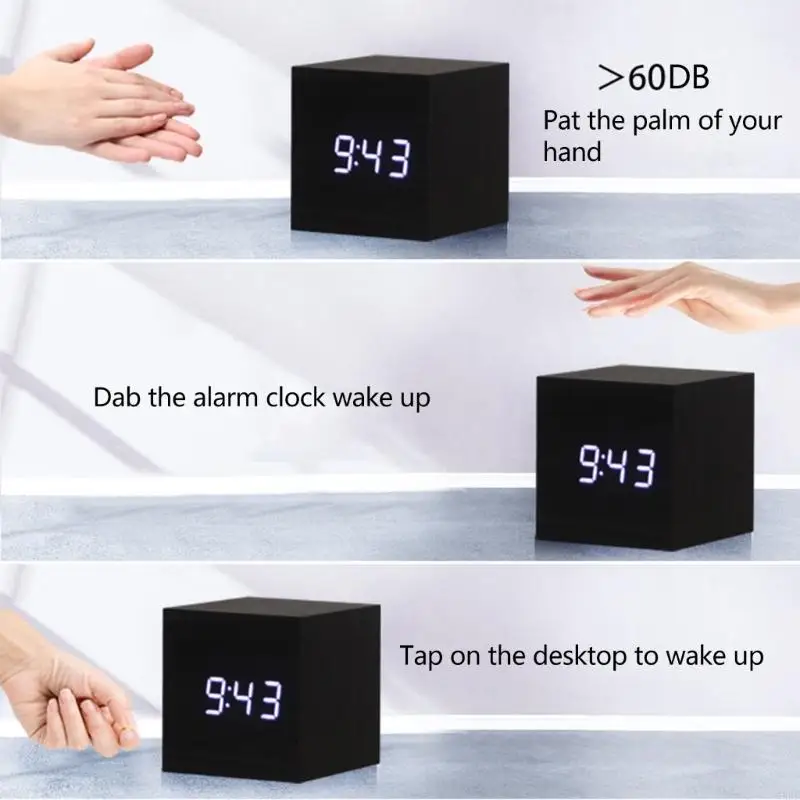 6XDD Cube Voice Control Alarm Clock Art Ornaments Decoration Supplies 3