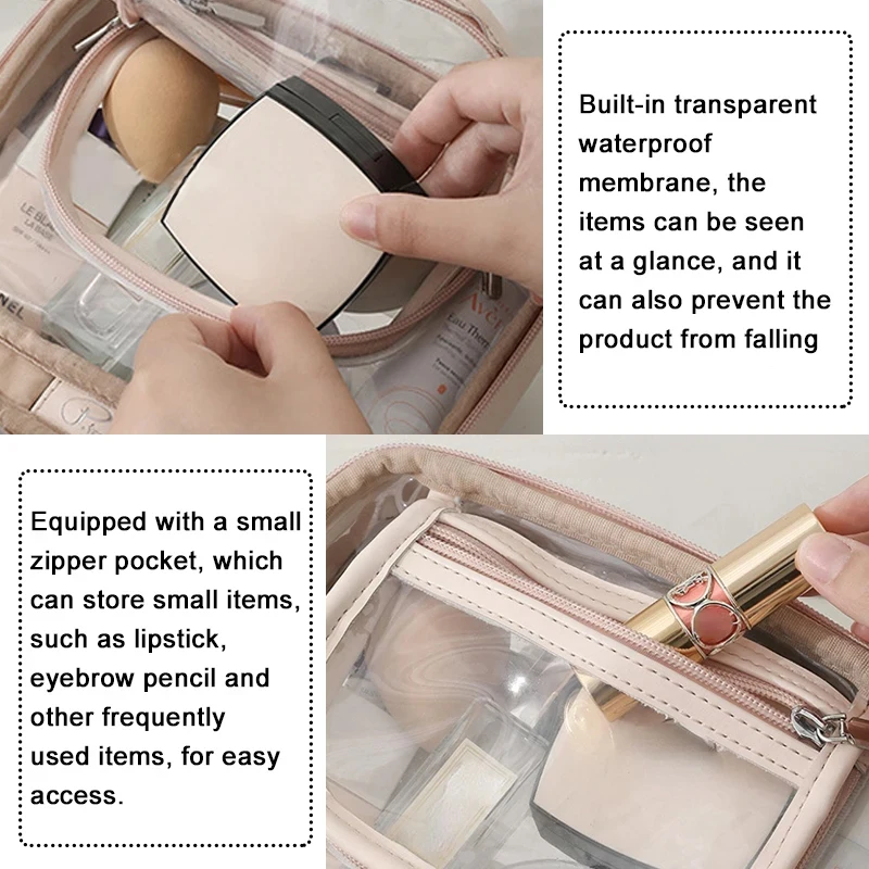 Storage Waterproof Cosmetic Bag Double Layered Makeup Brush Storage Multifunctional Large Capacity Lady Travel Clear Makeup Bags cosmetic bag,storage bag,cosmetic storage bag,makeup bag,cosmetic case