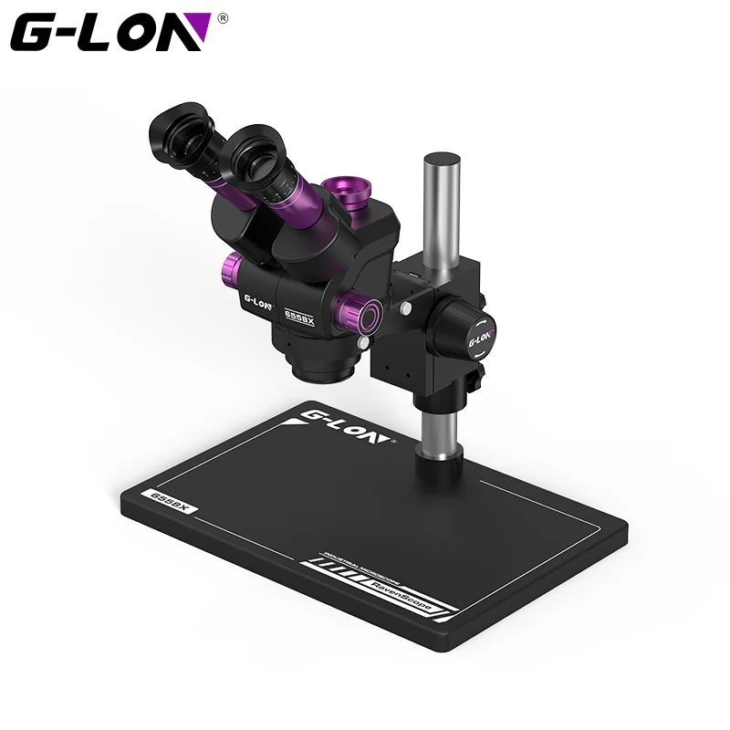 G-LON 동기식 줌 삼안 스테레오 현미경 6.5-58X 줌 Ultra HD 휴대 전화 PCB 용접 현미경 도구 세트