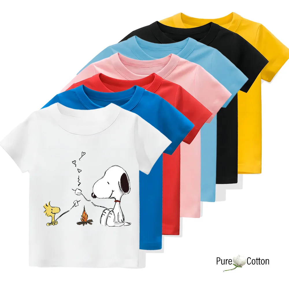 Vitality small fresh top Pure cotton fabric Snoopy cartoon comfortable soft children's top shirt pattern all match and fashion c 5
