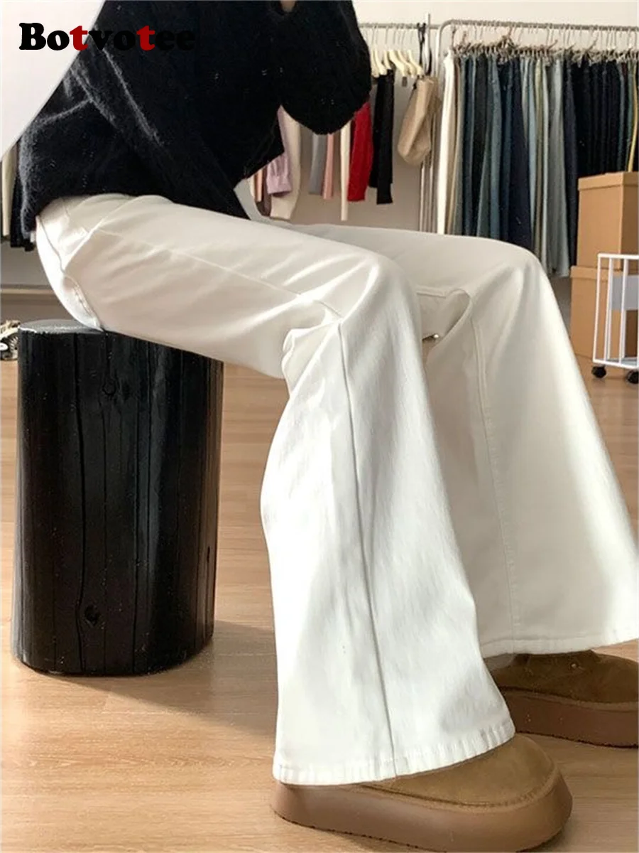 Botvotee 아메리칸 빈티지 화이트 부츠컷 청바지 ? 스키니핏이 아닌 로우라..