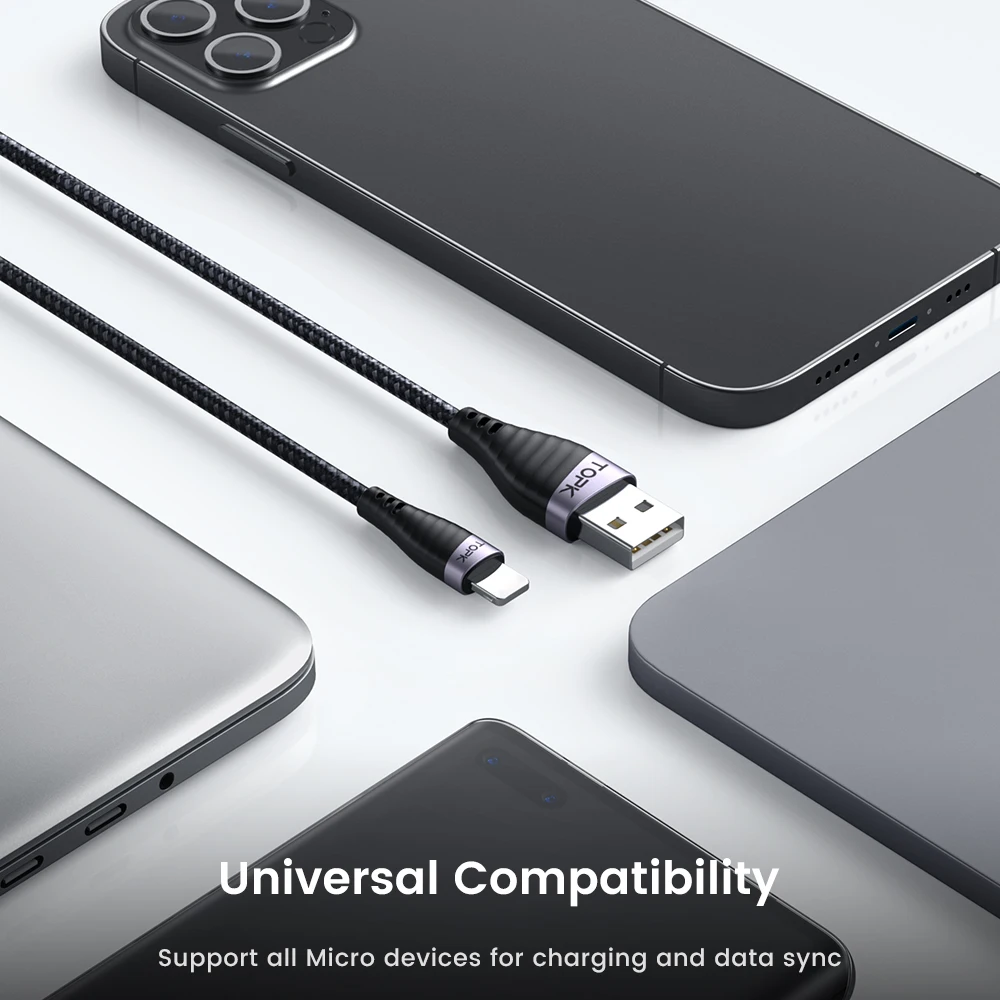 Micro USB & USB C Cable 2.4A Fast Charging For IPhone Samsung