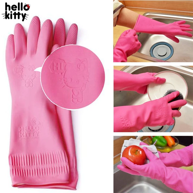 opmerking rivaal Moet Hello Kitty Rubber Gloves Dishwashing Cleaning Gloves Creative Household  Kitchen Scrubber Clean Tools Latex Dish Washing Glove - AliExpress