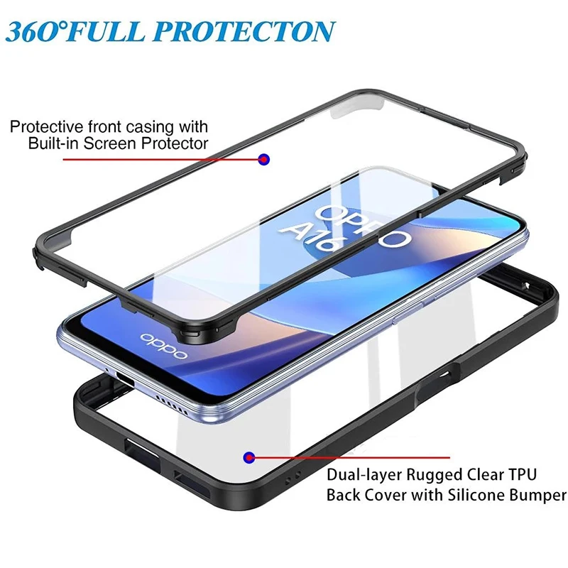 360 Doppel-Frontfolie Hartschale für OPPO Realme C21Y 9 9i 8 8i 7 6 Pro A54 A74 A94 A33 A55 A52 A72 Clear Cov_voghion.com