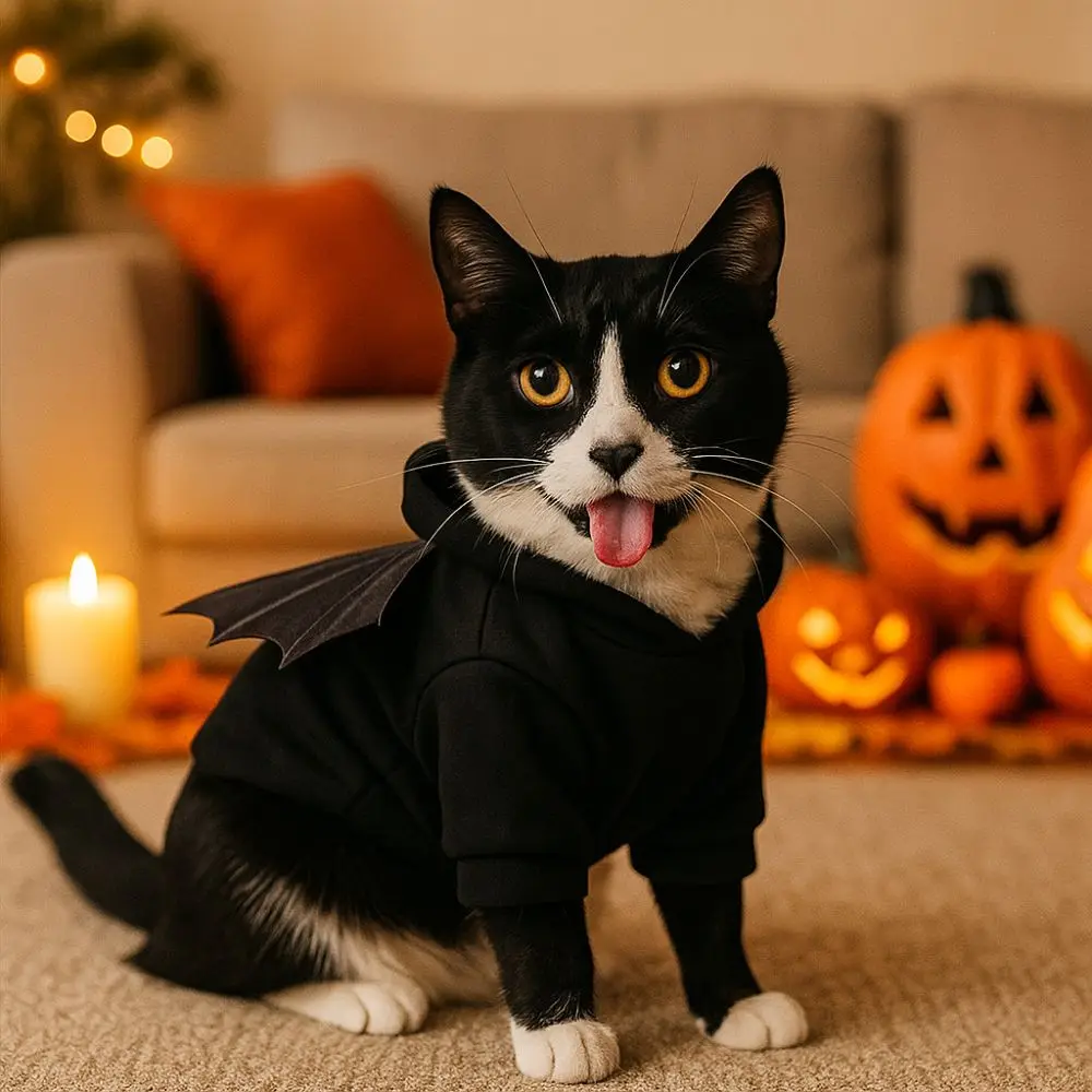 Pet Supplies Casual Halloween Pet Clothes Warm Soft Dog Bat Hoodie with Wings Fashion Dog Sweater Pet Show
