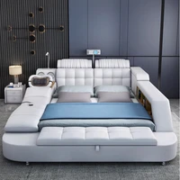 Lit de luxe Unique pour adolescentes, chambre à coucher intelligente, Double lit de couchage, esthétique moderne, meubles de maison 3