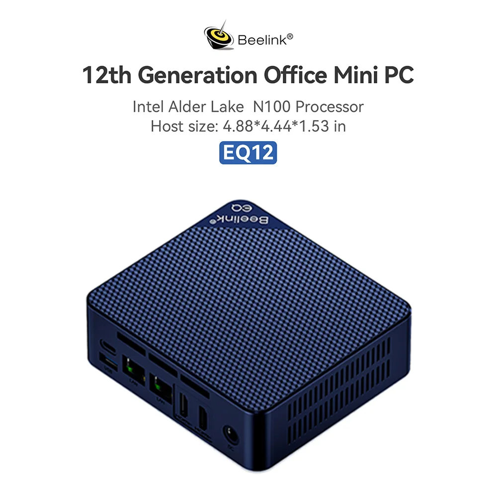 Beelink-Mini PC de jeu de type C, Intel 12th N100, DDR5, EQ12 Pro, N305, 8  Go, 500 Go, NVcloser SSD, Touristes Lan, Ordinateur VSMini, S12 Pro