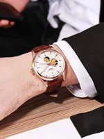 Montre automatique LONGLUX, style élégant, vente en gros, montres mécaniques squelette, cadran romain, étanche, montre homme, cadeau pour homme 3