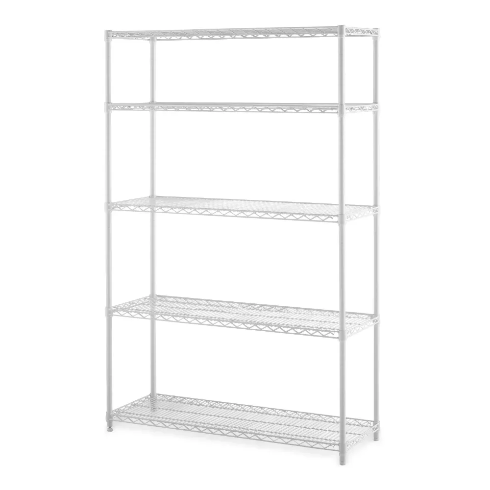 

Hyper Tough 5 Tier Heavy Duty Wire Shelf Unit White 16"Dx48"Wx72"H Loading Capacity 3000 lbs, Adult