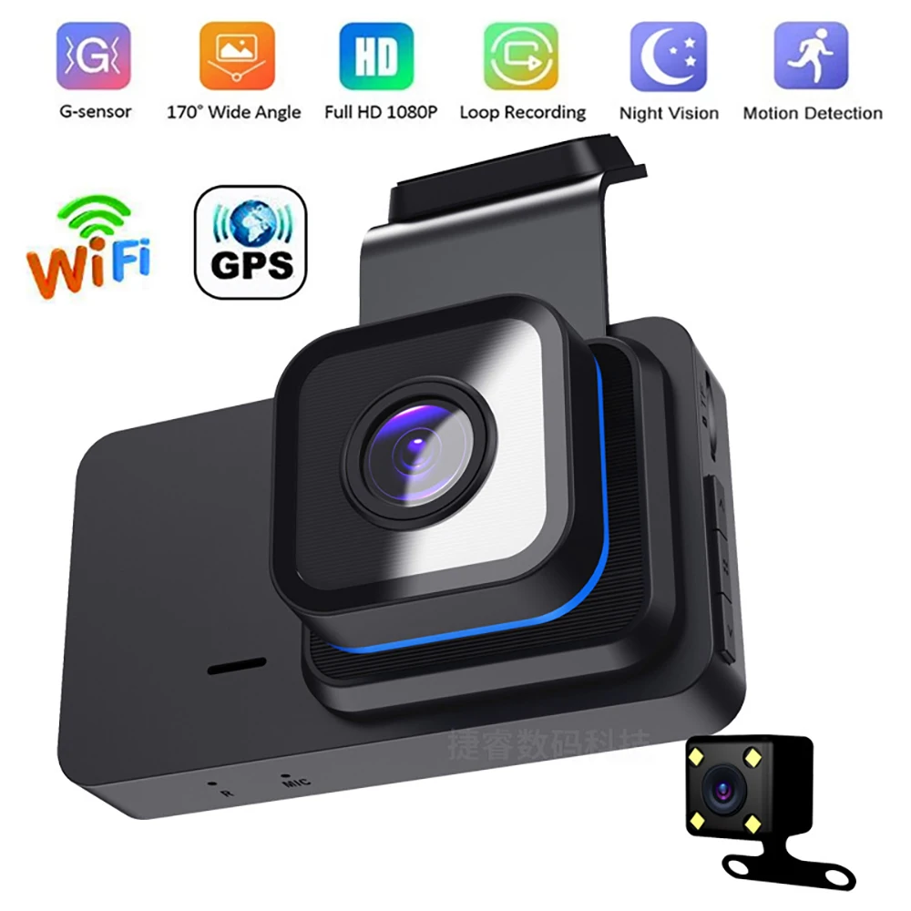 1080P HD WiFi Dash Cam with Wide-Angle Lens, Night Vision and