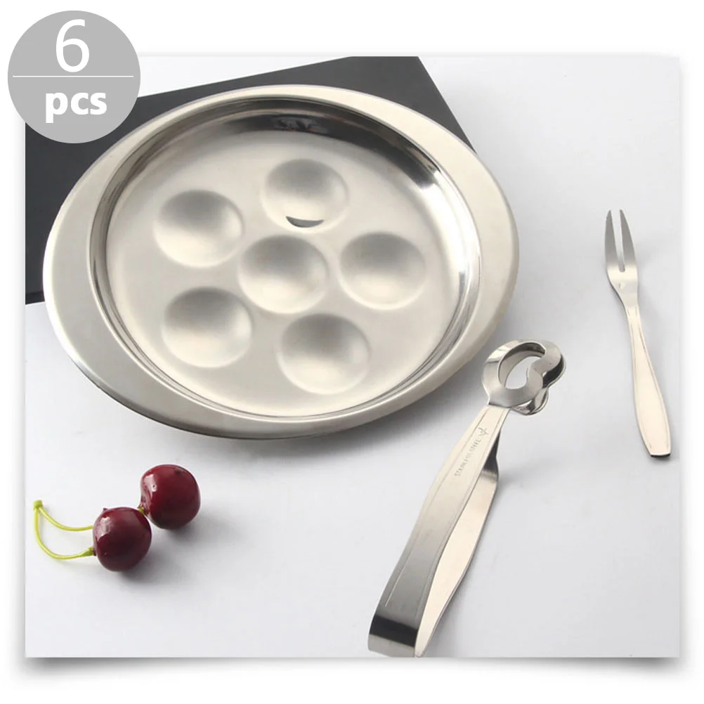 Stainless Steel Snail Tong Fork Set Kitchen Utensils Escargot Dining Tools Seafood Clip Practical Tongs Snail Forks 6Pcs