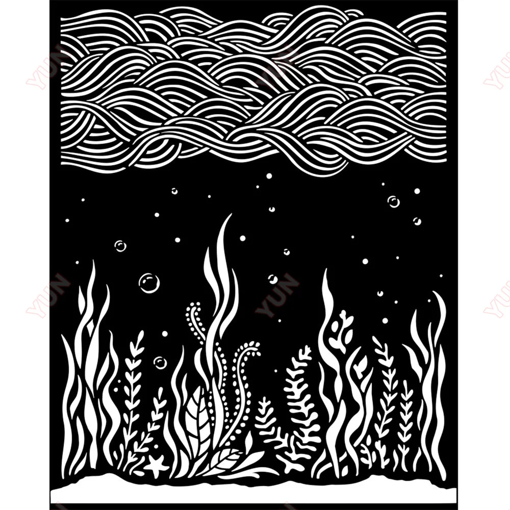 인어 산호와 포세이도니아 해파리 레이어링 만들기 템플릿, 수제 DIY 그림, 스크랩북 인사 카드, 핫 세일