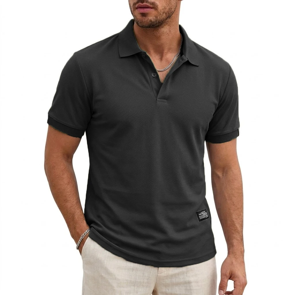 Sommer Herren Kurzarm Poloshirts Business Casual Hemden Dry Fit Leichtgewicht T-Shirt Herren Knopfleisten-Hemden für Arbeit und Sport – Detail 3