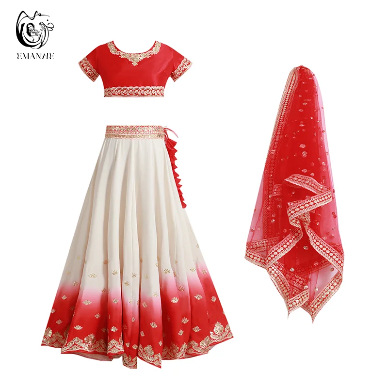 Traditional Dress Indian Dance Dress Ethnic Style Women's Sari Dance Scarf Top Large Swing Skirt Lengha Set Indian Saree