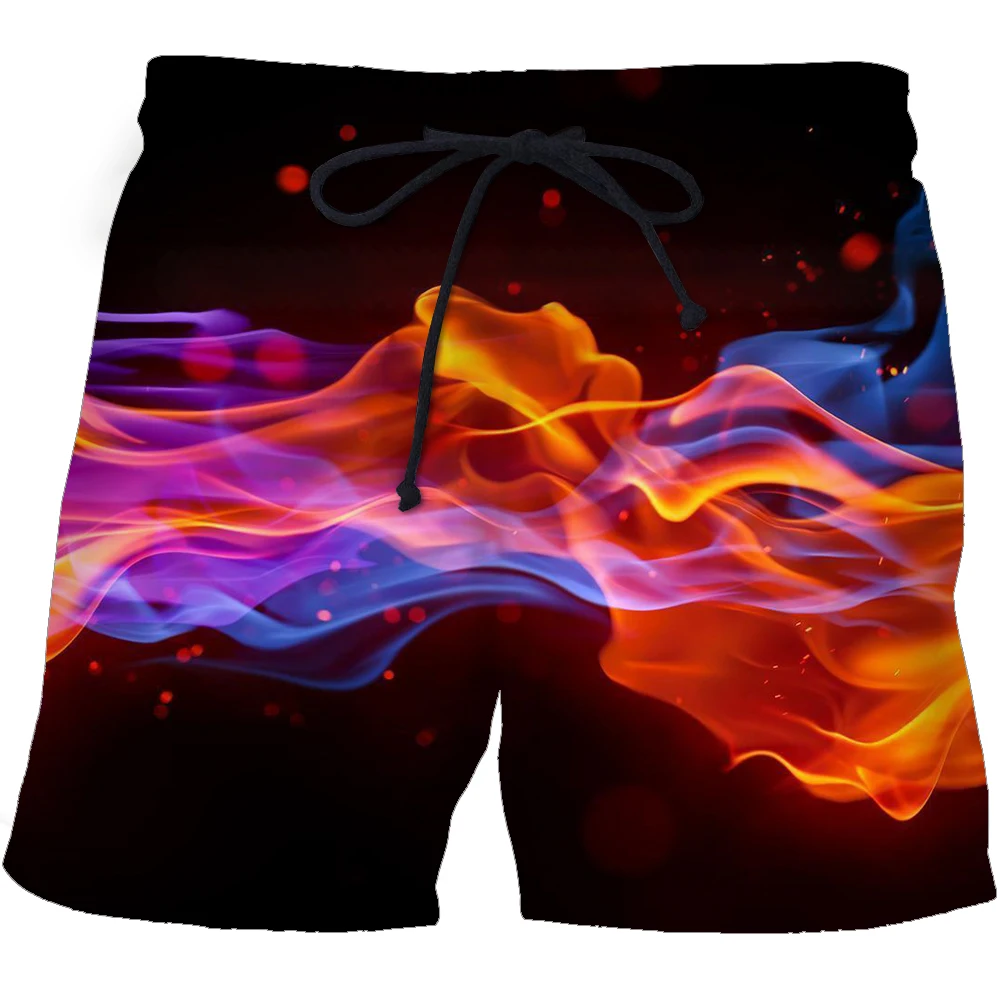 Adult Men's Children's 3d Printed Beach Pants Quick Dry Blue Flame Fitness Shorts Landscape Fun Street Thin Fashion Clothing 3