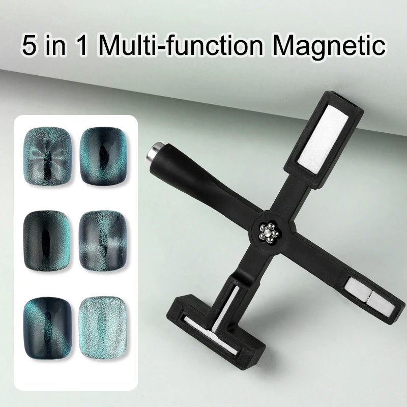 5 in 1 magnetic nail art tools Magnet Stick Silicone Cat Eye Magnetic Nail Gel Polish Line Strip Flower Multifunction Magnet Tool