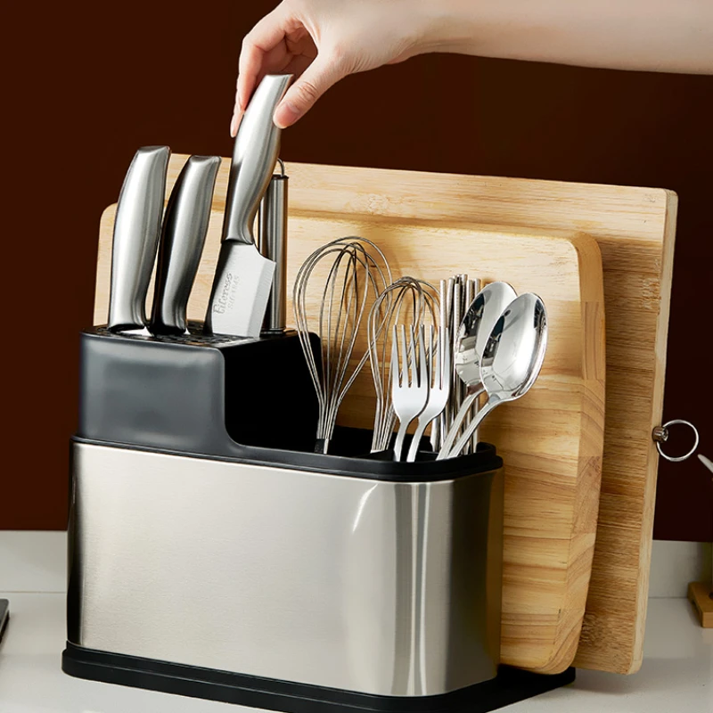 Stainless Steel Knife Holder Chopping Board Rack Integrated Kitchen Rack Multi-Functional Kitchen Knife Kitchen Supplies