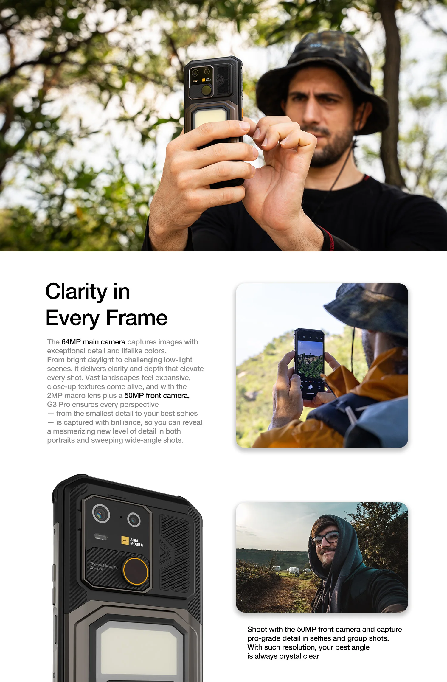 AGM G3 5G Android 15 Rugged Phone 24GB(12+12) 512GB Wireless Charging 10000mAh Battery 6.72" 120Hz Dimensity 7300 Camping light