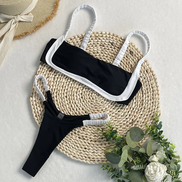 SERENECHIC 2025 Patchwork Bikini Set Sexy Brazilian Thong Swimwear Women's High Cut Micro Bathing Suit Adjustable Summer Beach 1