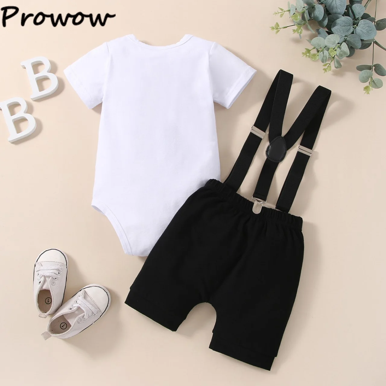 Prowow Half Birthday Clothes Baby Boys Set Letter Romper+Red Overalls Pants 6 Months Birthday Cake Smash Outfits For Boy
