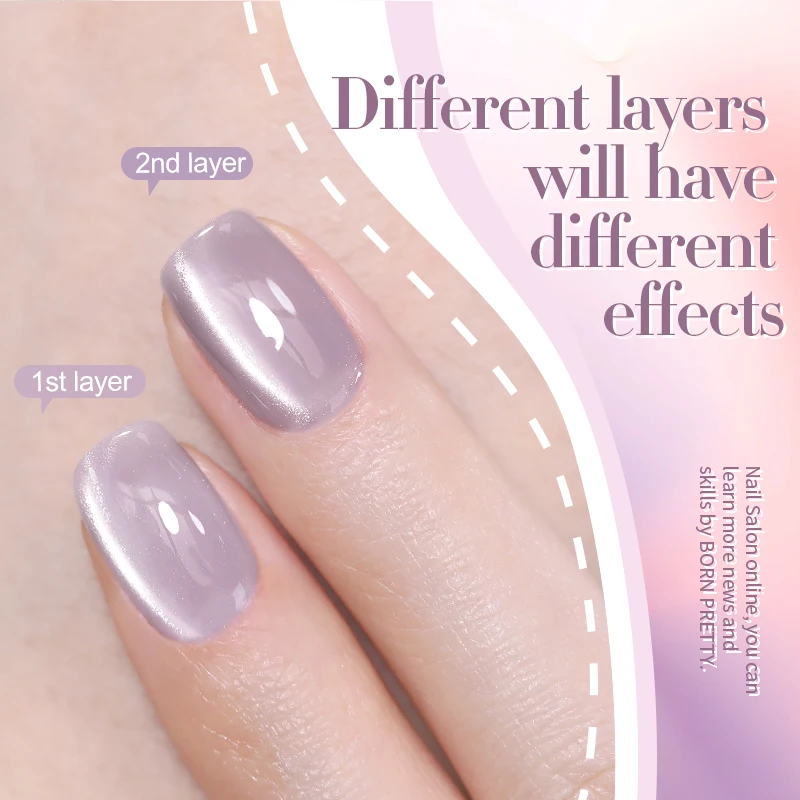 BORN PRETTY 10ml Water Light Cat Magnetic Gel Nail Polish Vernis Semi Permanent Soak Off Crystal Gel Polish For Nails Manicure 6