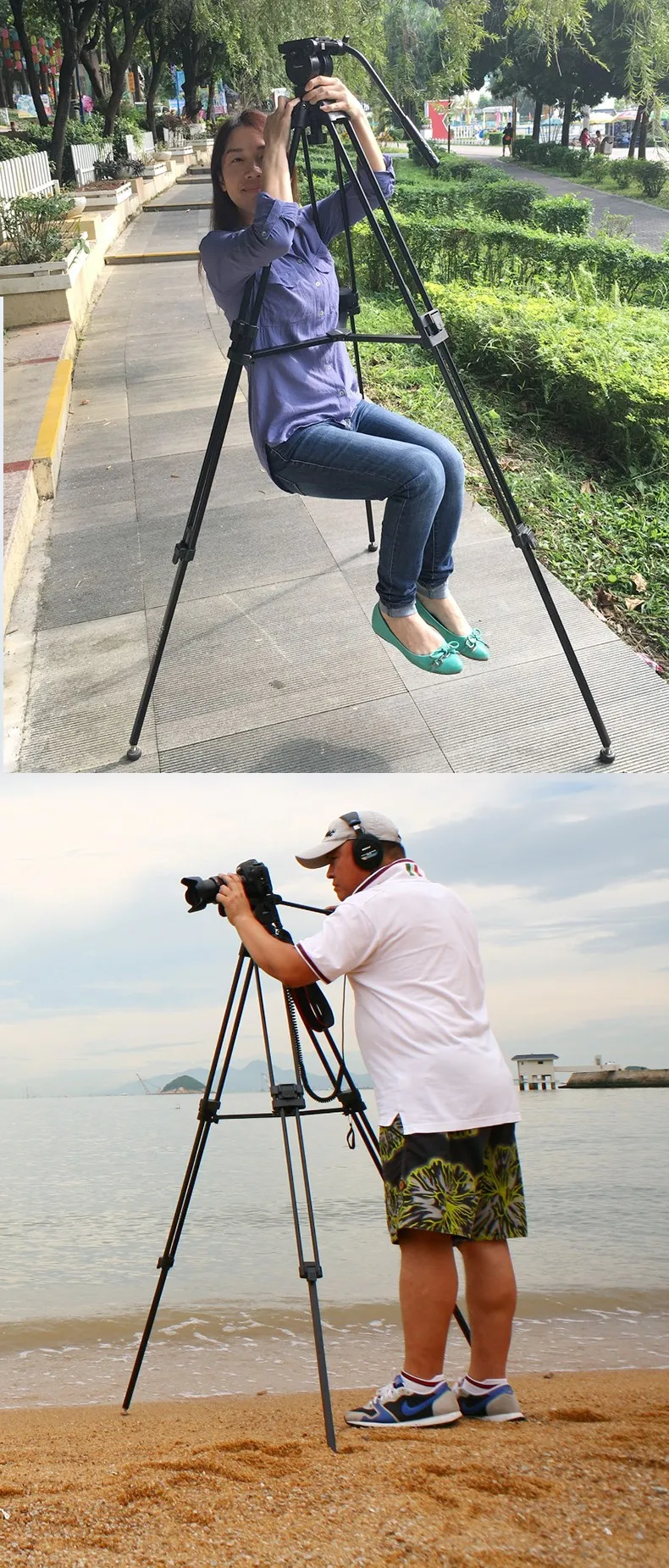 . VT2500 VT2500L 72 Inch Camera Tripod Professional Heavy Duty Aluminum Stand wi