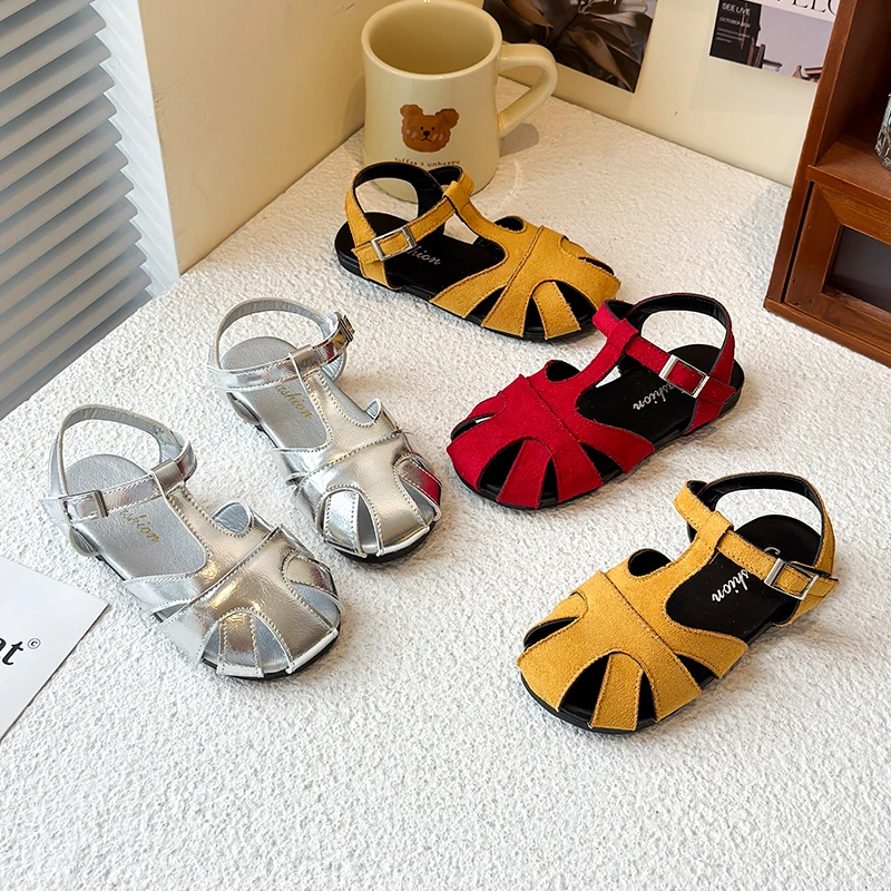 Leather Kids Sandals for Girls Summer Beach Shoes
