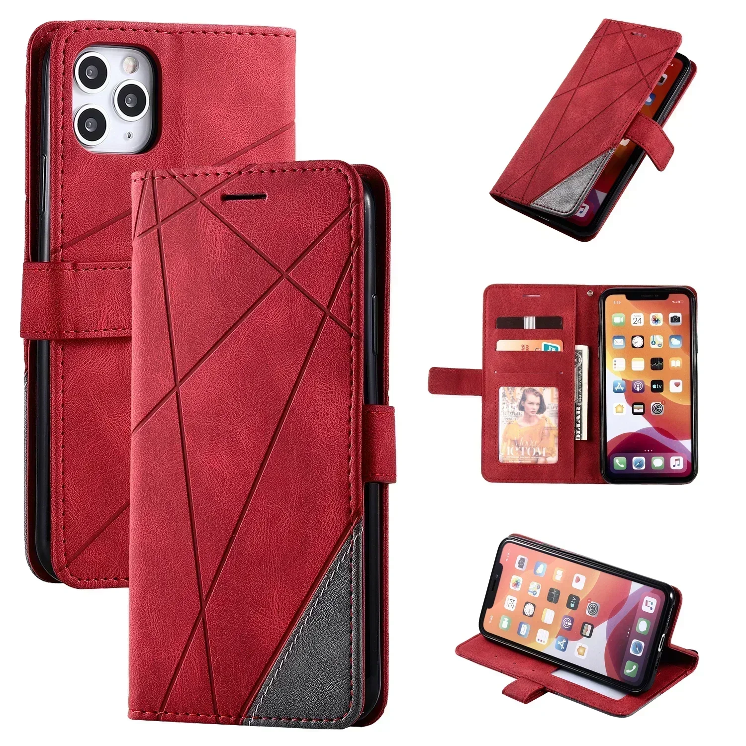 Чехол для деловых встреч, для Xiaomi 11, Poco X3, Nfc, M3, Redmi Note 10 Pro, 7, 7A, 8, 8A, 8T, 9, billetera con rayas