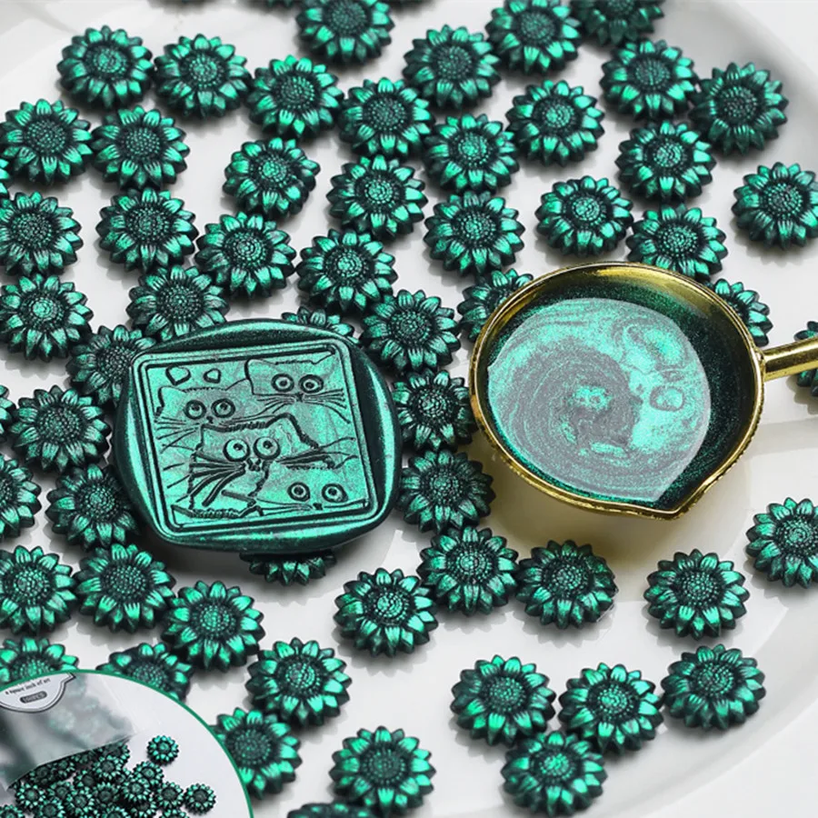 Sunflower Sealing Wax 100pcs Aurora Color Wax Beads DIY Envelope Letter Wedding Invitation Scrapbooking Flashing Sealing Stamp