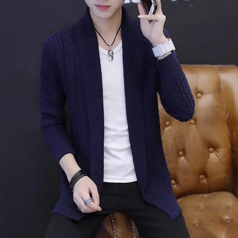 Suéter nuevo de primavera y otoño para hombre, cárdigan coreano, suéter ajustado para hombre, abrigo, suéter atractivo