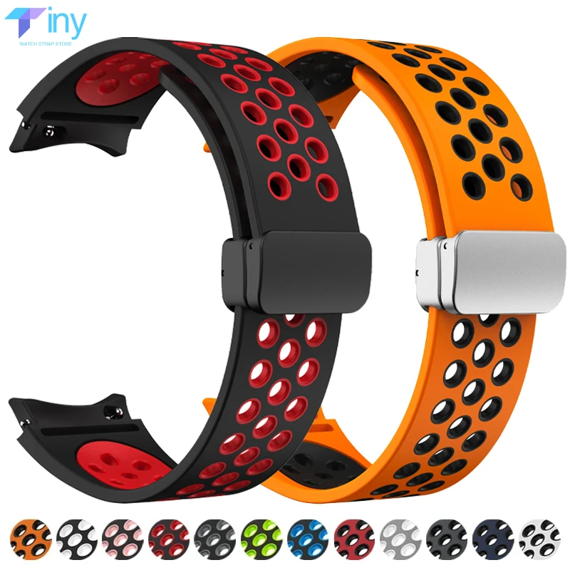 

Silicone Strap for Samsung Galaxy Watch 6 5 4 40mm 44mm 5Pro 45mm No Gaps Magnetic Buckle Watch 6 Classic 43 47mm 42 46mm Band