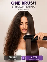 Brosse lissante portable sans fil à chargement USB, peigne chauffant à revêtement céramique, outil de coiffage ionique anti-frisottis 3