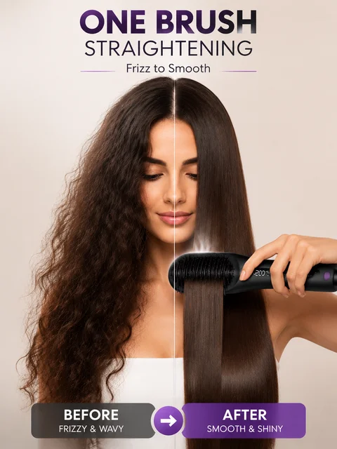 Portable Hair Straightener Brush USB Charging Cordless Hot Comb Ceramic Coating Ionic Anti Frizz Styling Tool 3