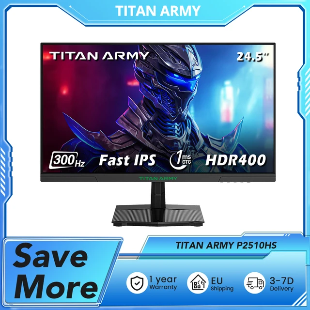 TITAN ARMY P2510HS Piatto 16:9 IPS FHD veloce Aggiornamento a 300 Hz Monitor da gioco con colori vivaci Risoluzione 1920x1080 1 ms GTG 1