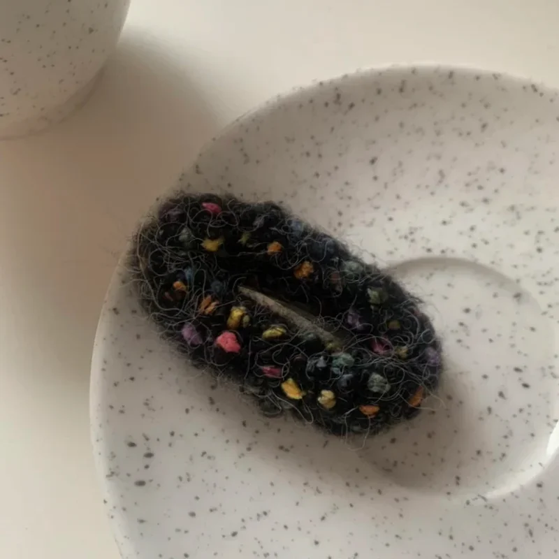 1PC Rainbow Color Classic Style Wool Knitted Barrettes Hand-Woven Hairpin BB Clip High Sense Bang Clip Headwear Hair Accessories