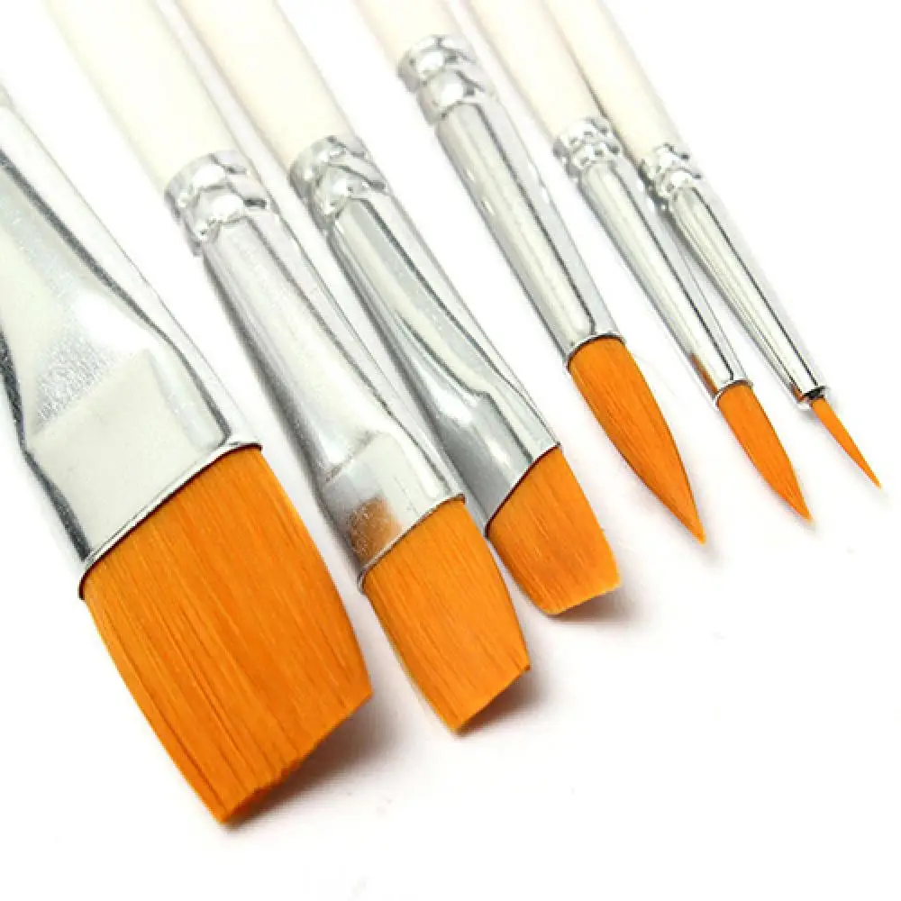 6x Professional Painting Brushes Set Acrylic Oil Watercolor Artist Paint Brush High Quality Nylon Hair Art Supply Multifunction