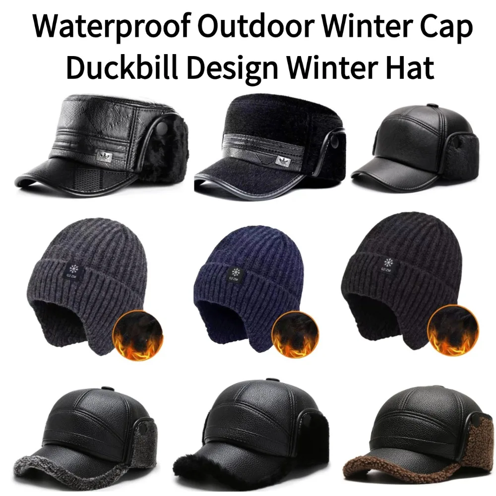 Wintermütze für Herren, winddicht, wasserdicht, Outdoor-Wintermütze, Entenschnabel-Design, Wintermütze für ältere Menschen, ohne Bügel, Komfort für den ganzen Tag – Detail 2