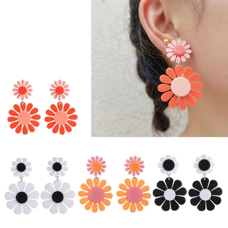 Flower Pendants Boho Earrings Jewelry Acrylic Earrings Gifts for Women Girls Dropship