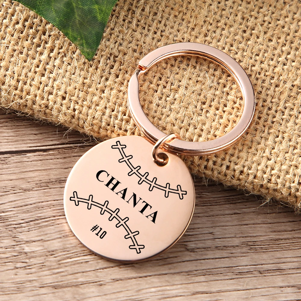 

Personalized Softball Keychain Baseball Bag Tag for Him Senior High School/Team Coach/Sports Player Gift Custom Keychin Number